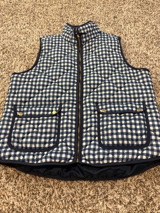 Workshop Republic Clothing Jackets & Blazers - Workshop Republic Clothing Navy and White Gingham Puffer Vest Women’s xl